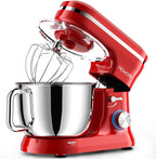 HOWORK Electric Stand Mixer,10+p Speeds With 6.5QT Stainless Steel Bowl,Dough Hook, Wire Whip & Beater,for Most Home Cooks,Bright Red
