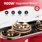 Kitchen in the box 7QT 900W 10-Speed Stand Mixer, Tilt-Head Kitchen Electric Mixer with Dough Hook, Whisk & Flat Beater(Red)