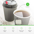 Restaurantware-12 Ounce Disposable Coffee Cups, 500 Ripple Wall Hot Cups For Coffee - Lids Sold Separately, Rolled Rim, Gray Paper Insulated Coffee Cups, For Hot Coffee, Tea, And More