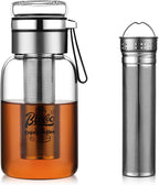 Glass Cold Brew Coffee Maker with Extended Fine Mesh Filter, Tea Infuser Bottle Iced Coffee Maker with Thick Borosilicate Glass (750ml/24oz)