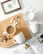 Hasense Espresso Cups Set of 4 Perfect for Demitasse, Cappuccino, Tea Bag and Juice, 5 Ounce Ceramic Stackable Mini Coffee Mugs Suit for Espresso Machine and Coffee Maker, White