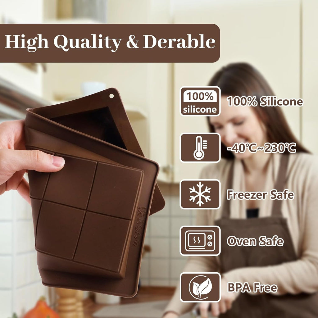 Yisquar Chocolate Bar Mold 2 Pack Dubai Mold 1 Inch Deep Silicone Chocolate Form Thick Candy Bar Form for Filling Pistachio DIY Chocolates Snacks