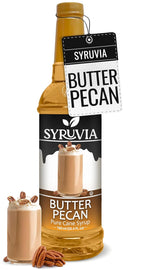 Syruvia Butter Pecan Syrup For Coffee 25.4 Oz. - Kosher & Gluten Free, No Coloring, Perfect for Drinks, Soda, Shakes, Desserts, and More.