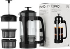 ESPRO - P3 French Press Coffee Maker – Patented Double Microfilter for Sludge and Grit Free Coffee, Black, 32 oz