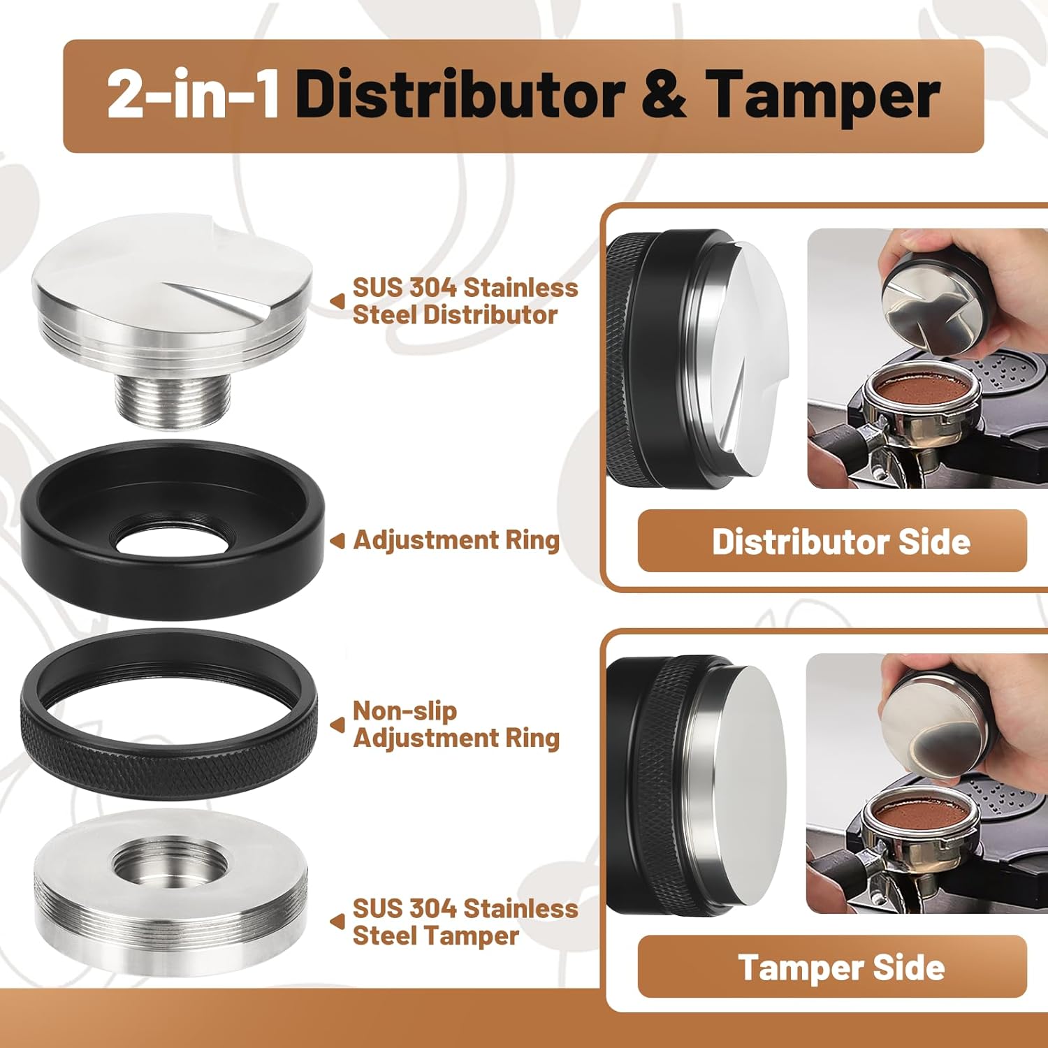 58mm Espresso Tools – Coffee Distributor and Tamper Leveler, WDT Tool, Magnetic Dosing Funnel and Puck Screen with Remover, Espresso Accessories Kit Fits 58mm Portafilters and Espresso Machines