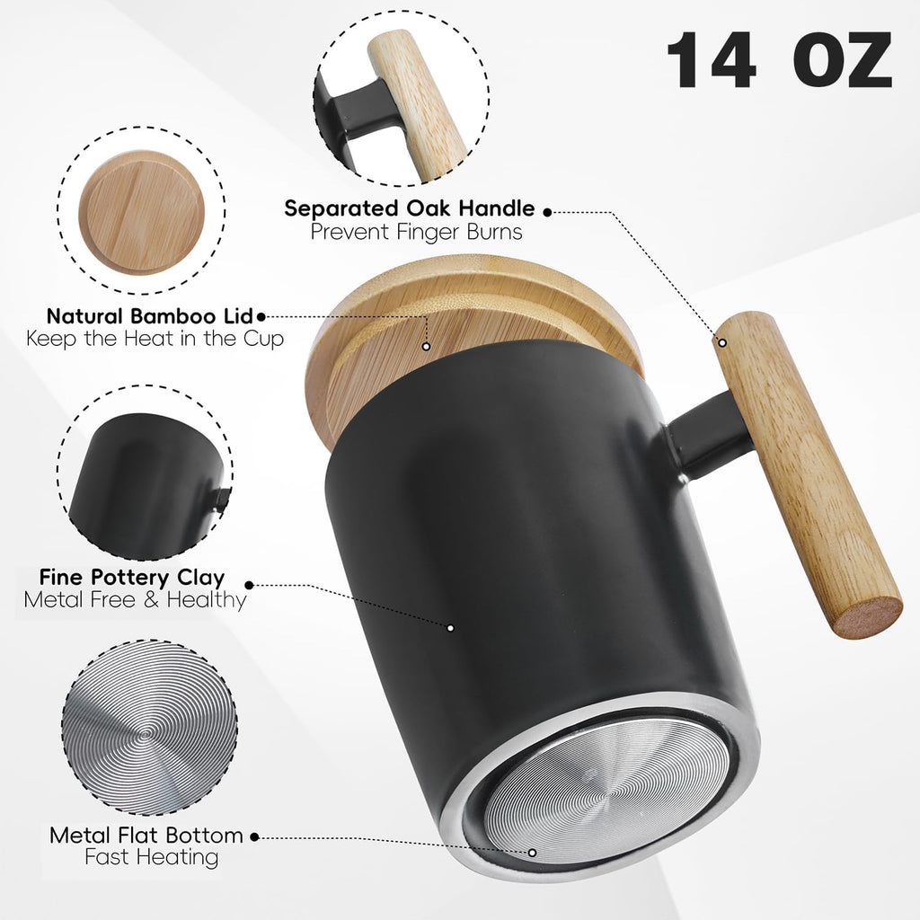 Coffee Mug Warmer & Mug Set 2025, Heated Cup for Desk with Temperature Control and Smart Auto Shut Off, 14oz