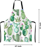 Cactus Adjustable Bib Apron, Tropical Watercolor Cactus Plants Cooking Kitchen Apron for Men Women