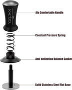 K COOL 51mm Coffee Espresso Tamper, Premium Barista Tools, Calibrated Spring Tamper, 100% Stainless Steel Flat Base Tamper with Scale Mark for Espresso Machine (Black)