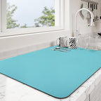Dish Drying Mat for Kitchen Counter | Coffee Bar Mat for Countertops | Heat Resistant Drainer Mat with Non-slip Rubber Backed | Hide Stain Kitchen Absorbent Draining Mat | Turquoise 18"x32"