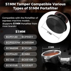 IKAPE 51MM Espresso Tamper Kit 5 IN 1, Elegant Wooden Espresso Tamper, Distributor Set with Tamper Base, Puck Screen, Cleaning Towel, Ideal for Coffee Enthusiasts, Made from Premium Walnut Wood