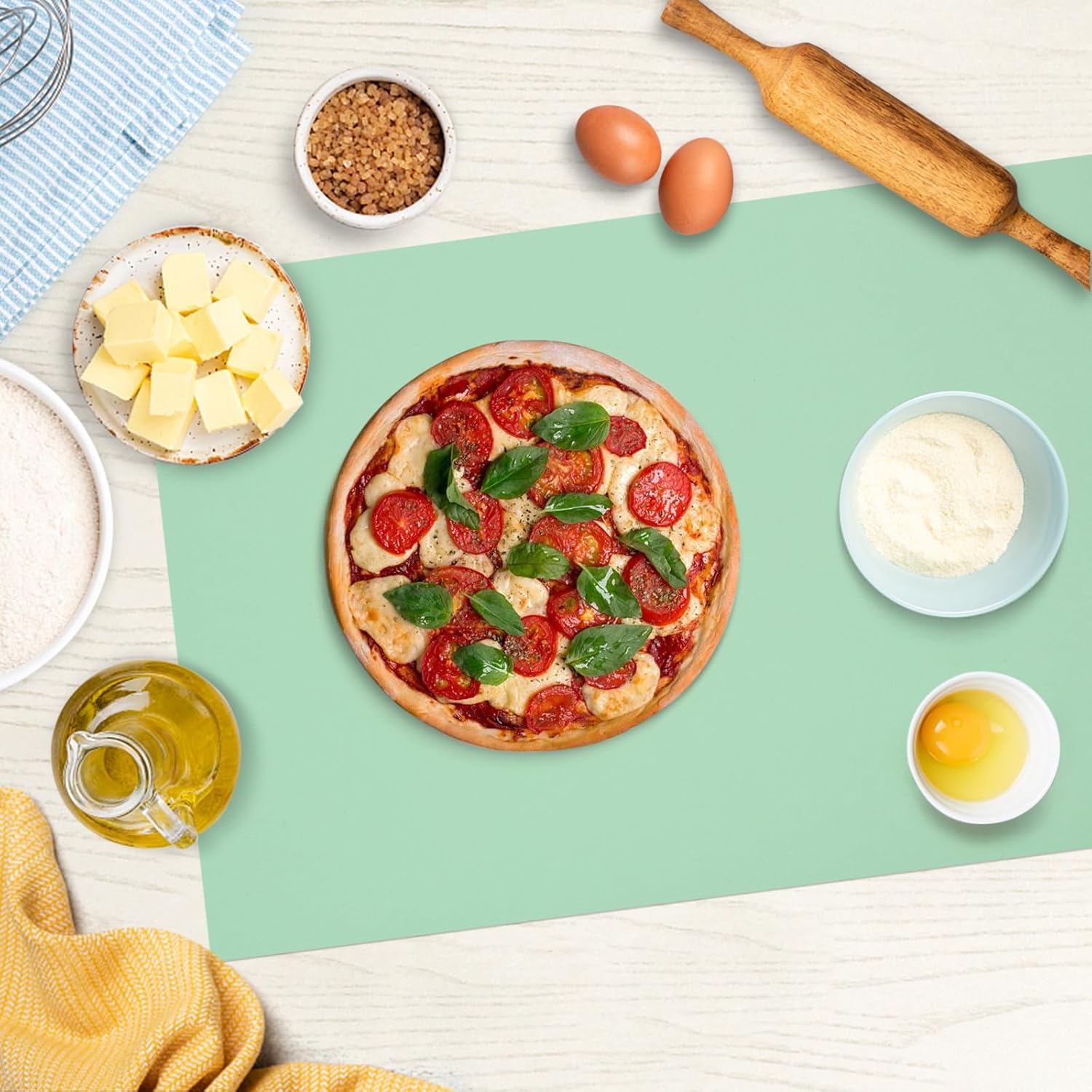 Silicone Mat Heat Resistant Mats for Countertop, Large Silicone Mats for Kitchen Counter Crafts Workbench Table, Size 48x24 inches Thick 2mm,Rolled Package,Light Green