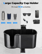 KEMIMOTO Desk Cup Holder with Headphone Hanger, 2 in 1 Caddy Organizer for Office Table, Lawn Chair, Golf Cart, Pontoon Boat, Fit for Most 18-32 oz Bottles (1)