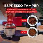 StealthActive&Co 53mm Espresso Tamper 3 in 1 Set Compatible with 54mm Filter - Spring Loaded Espresso Machine Tamper with Aluminum Handle, Espresso Distribution Tool, and Non-Slip Tamping Mat