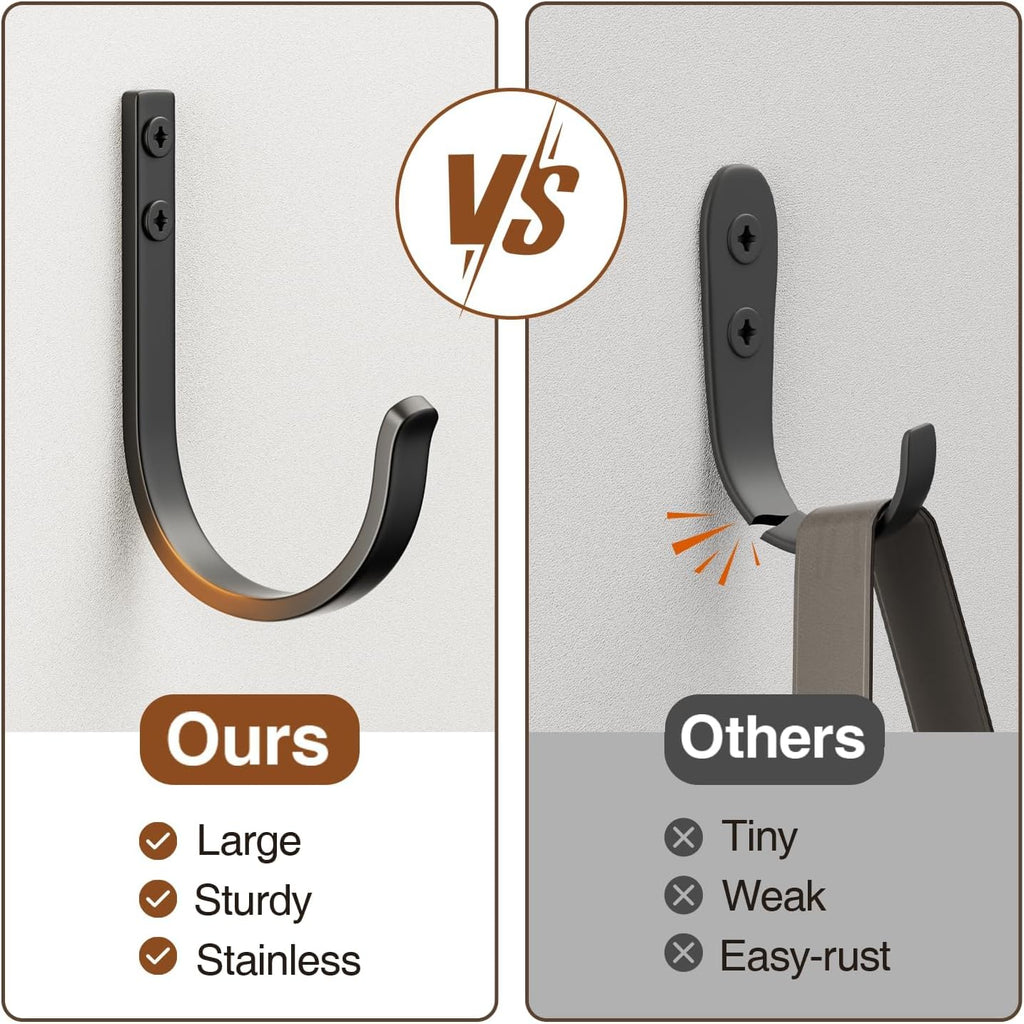 Wall Hooks for Hanging Towel/Coat - 22LB Screw in Metal Hanger Wall Mount, for Outdoor, Closet, Door, Bathrooms, for Backpack, Robe, Black 5 Pack