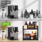 YINMIT Countertop Shelf Organizer,Coffee Bar Accessories,Spice Rack,Coffee Counter Shelf,2 Tier Coffee Organizer Station for Mugs,Cups,Cream,Syrup(Black, Large)