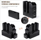 SZQINJI Coffee Condiment Organizer 11-Compartment Breakroom Coffee Station Organizer Countertop Cup Storage with 2 Drawers Black