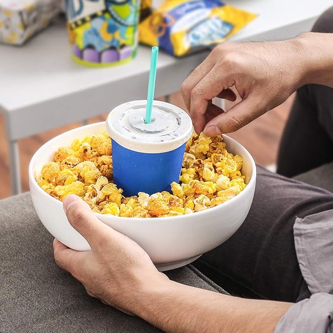 DOWAN Serving Bowls, 9.5" Large Salad Bowls for Entertaining, Side Dishes, Pho, Pasta, Centerpiece Bowls for Dinner Parties, Kitchen Decor, Microwave & Dishwasher Safe, White