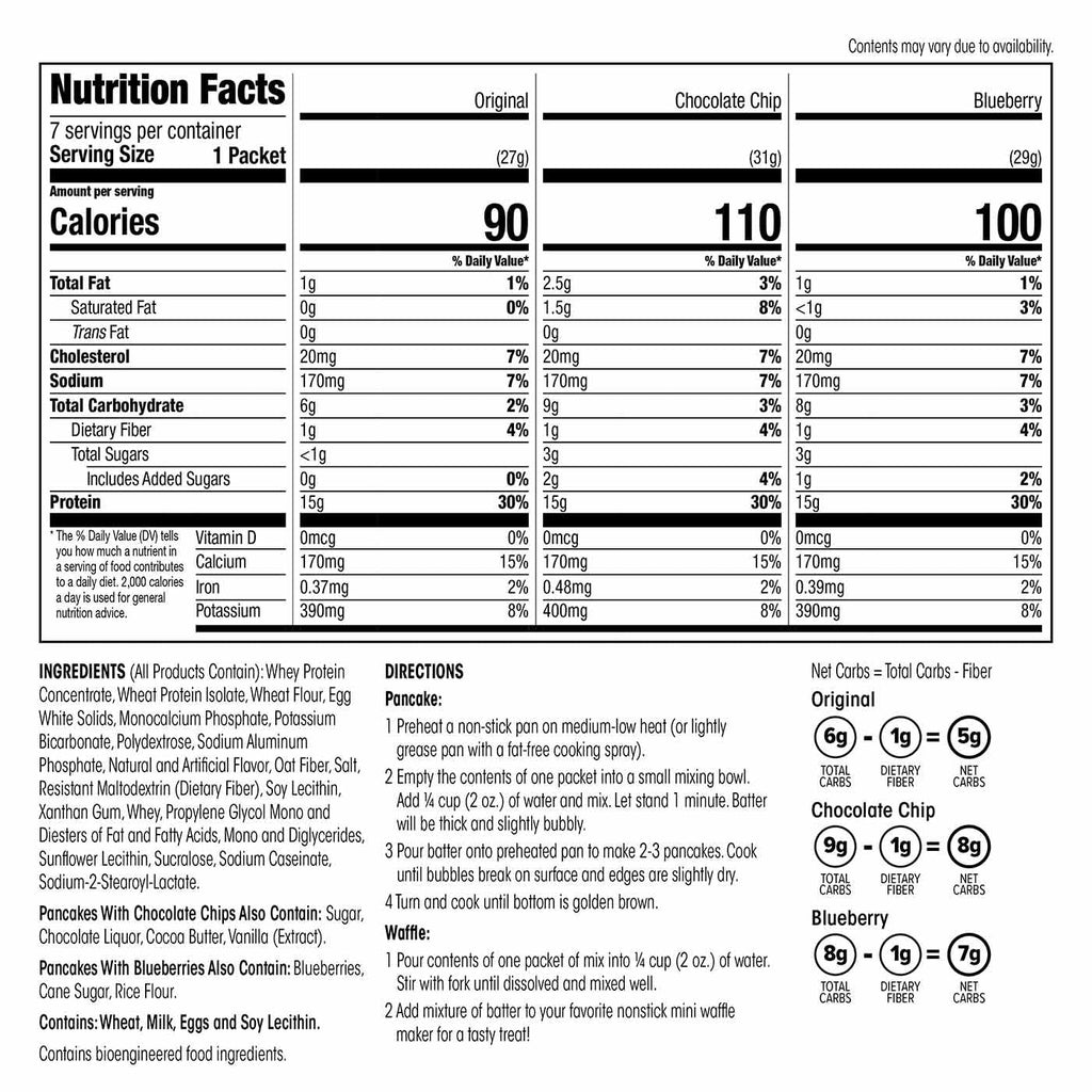 Wonderslim Protein Pancake & Waffle Mix, Variety Pack, Low Sugar & Low Calorie (7ct)