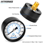 MEANLIN MEASURE 0-200Psi Well Pump Pressure Gauge 1/4" NPT 2" FACE DIAL for Air Compressor Air Regulator Water Filter Back Mount, with Teflon Tape