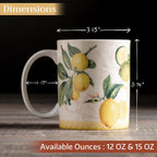 Maison d' Hermine Coffee Mug with Handles Fine Bone China Mugs Pack of One Tea Cups for Hot Beverages Cappuccino Latte Home Restaurant Office Perfect for Gift (Limoncello - Verna, 12 Ounce)