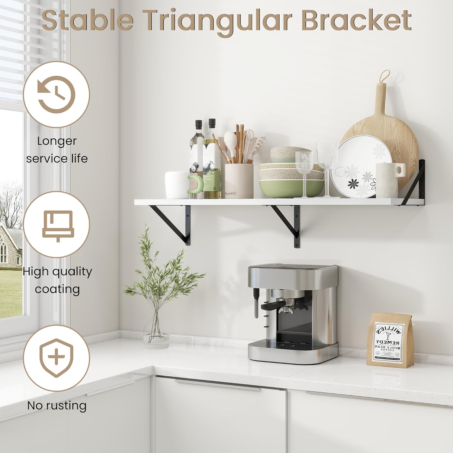 Dreamland Deep Floating Shelves for Wall, White Wood Wall Mounted Shelves, Large Floating Shelf 12 * 36 inch Set of 2 for Bookshelf Living Room Bedroom Home Office Bathroom