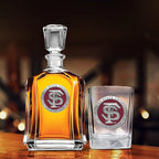 Heritage Pewter Florida State University Square Shot Glass | Hand-Sculpted 1.5 Ounce Shot Glass | Intricately Crafted Metal Pewter Alma Mater Inlay