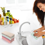 kimteny 12 Pack Dish Towels, 10x10 in Premium Dish Cloths, Super Absorbent Kitchen Towels Coral Velvet Dishcloths Nonstick Oil Fast Drying Washcloths (Pink-Green)