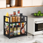 YINMIT Countertop Shelf Organizer,Coffee Bar Accessories,Spice Rack,Coffee Counter Shelf,2 Tier Coffee Organizer Station for Mugs,Cups,Cream,Syrup(Black, Medium)