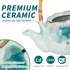 Japanese Tea Set Porcelain Tea Set with Teapot and Tea Cup Set for 4, Green and White Tea Sets for Adults with Stainless Infuser and Bamboo Tray, Asian Tea Set for Tea Lovers/Women/Men (Lotus)