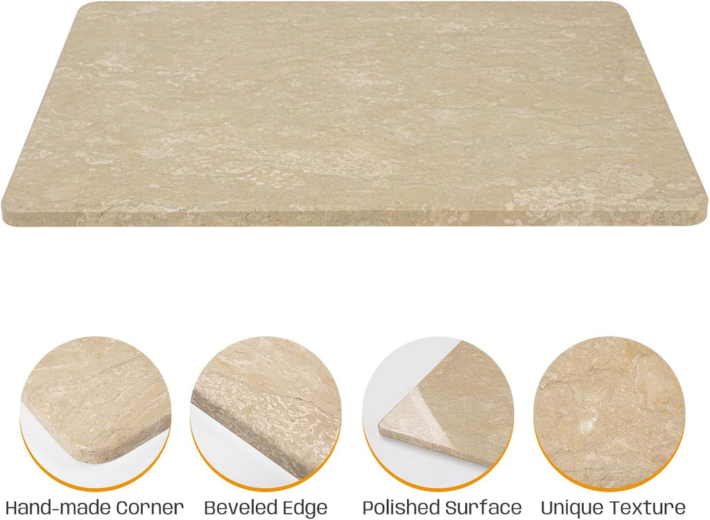 Marble Cutting Board For Kitchen, Large Marble Slab Pastry Board With Non-Slip Feet For Baking, Cheese, Charcuterie, Chocolate, 16x20 Inch, Pack Of 1 Piece