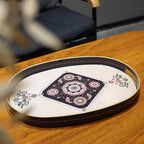 Oval Plastic Serving Tray with Handles, Elegant Decorative Tray for Coffee Table, Ottoman, Living Room, Kitchen, Outdoor Use. 10"*16"*1.4" C