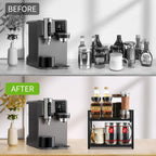 YINMIT Countertop Shelf Organizer,Coffee Bar Accessories,Spice Rack,Coffee Counter Shelf,2 Tier Coffee Organizer Station for Mugs,Cups,Cream,Syrup (Black, Small)