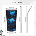 Rose Tumbler with Lid and Straw 20oz Coffee Tumblers Leakproof Stainless Steel Travel Mug Vacuum Insulated Cup for Iced and Hot