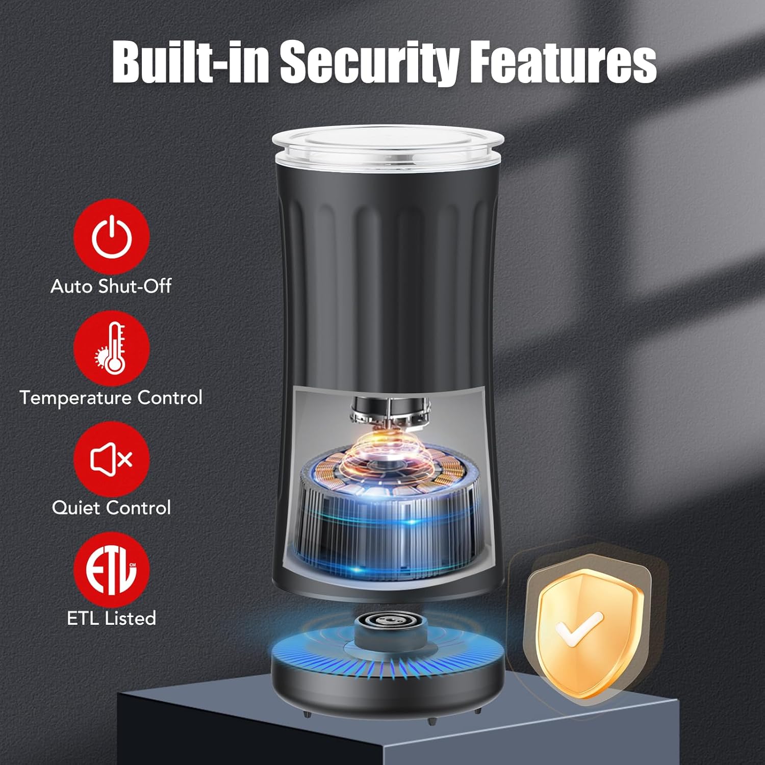 Milk Frother, Upgraded 4-in-1 Milk Frother and Steamer, Hot and Cold Foam Maker and Milk Warmer with Temperature Control & Auto Shut-Off, Frother for Coffee, Latte, Cappuccino, Matcha(Black)