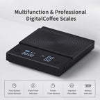 TIMEMORE Coffee Scale Basic 2.0 Electronic Espresso Scale with Water Flow Rate and Timer Function, Free Switching of Ounce/kg Units, Digital Scale for Kitchen/Baking/Cooking, Black