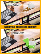 3PCS Drinking Cup Holder Clip Kalolary Chair Desk Bottle Cup Stand DIY Glass Clamp Storage Saucer Clip with Groove for Potted Plant Beverage Coffee Mug Holder Clip for Home Office (Yellow Green Blue)