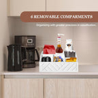 Wood Coffee Station Accessories - Coffee Bar Decor Organizer, Pod Syrup Holder, Condiment Organizer for Countertop (White)