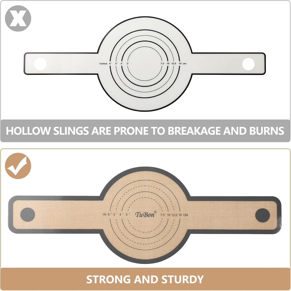 TuBon 8.3" Silicone Bread Sling for Dutch Oven - 1pcs Non Stick Reusable Baking Mat with Handles, Perfect for Sourdough Bread, Round Pizza, Artisan Loaf - Easy Clean, Odor Free, Heat Resistant