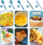 Mini Kitchen Utensil Set - Five-Piece Set, Tiny Silicone Kids Kitchen Tools - Whisk, Tongs, Spoon, Slotted Spatula - Blue