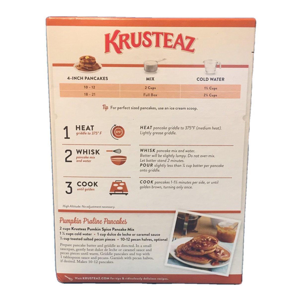 Krusteaz Baking Mix, Pumpkin Spice Complete Pancake Mix, Light & Fluffy, Made with Real Pumpkin & No Artificial Flavors or Preservatives, 16 OZ Box (Pack of 2)