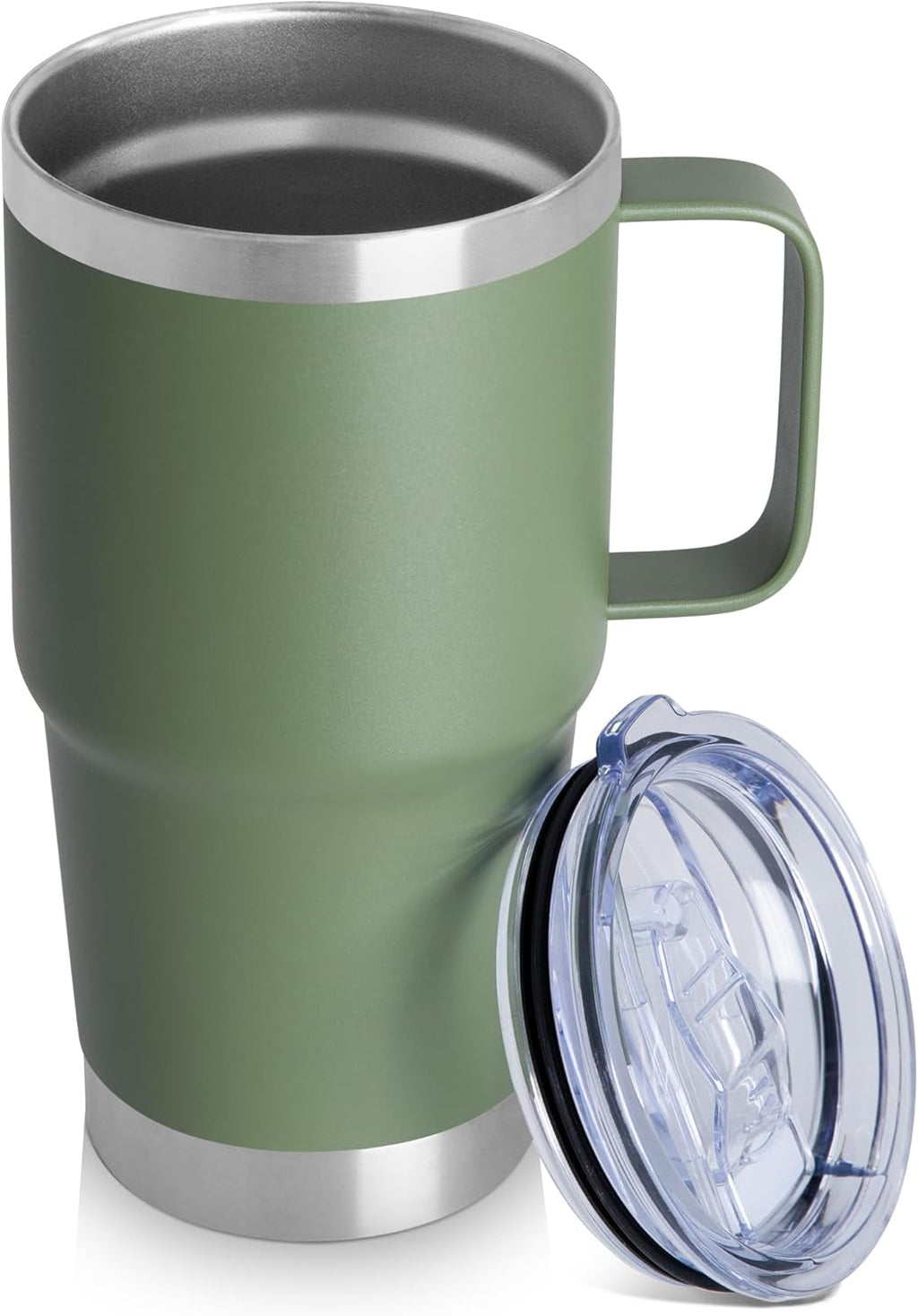 HASLE OUTFITTERS 20oz Tumbler with Lid, Stainless Steel Tumbler with Handle, Metal Insulated Travel Coffee Mug with Handle, Double Wall Vacuum Spill Proof Tumbler Cup, Amy Green 1 Pack