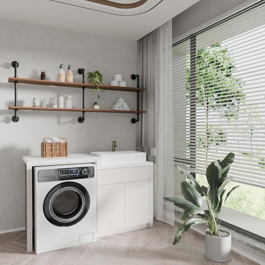 Floating Shelves Wall Bookshelf Industrial Pipe Shelving Shelves Real Wood Planks 70 inch Rustic Wall Shelves Hanging Bookshelves Farmhouse Kitchen Bar Shelving