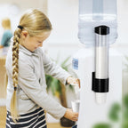 Medium Pull Type Cup Dispenser, Paste or Screw Plate Mountable Cups Holder, Fits 5oz - 7oz Cone or Flat Bottom Cups, 16” Tube Length, Mounting Water Dispenser Cooler or Wall (Medium, Black)