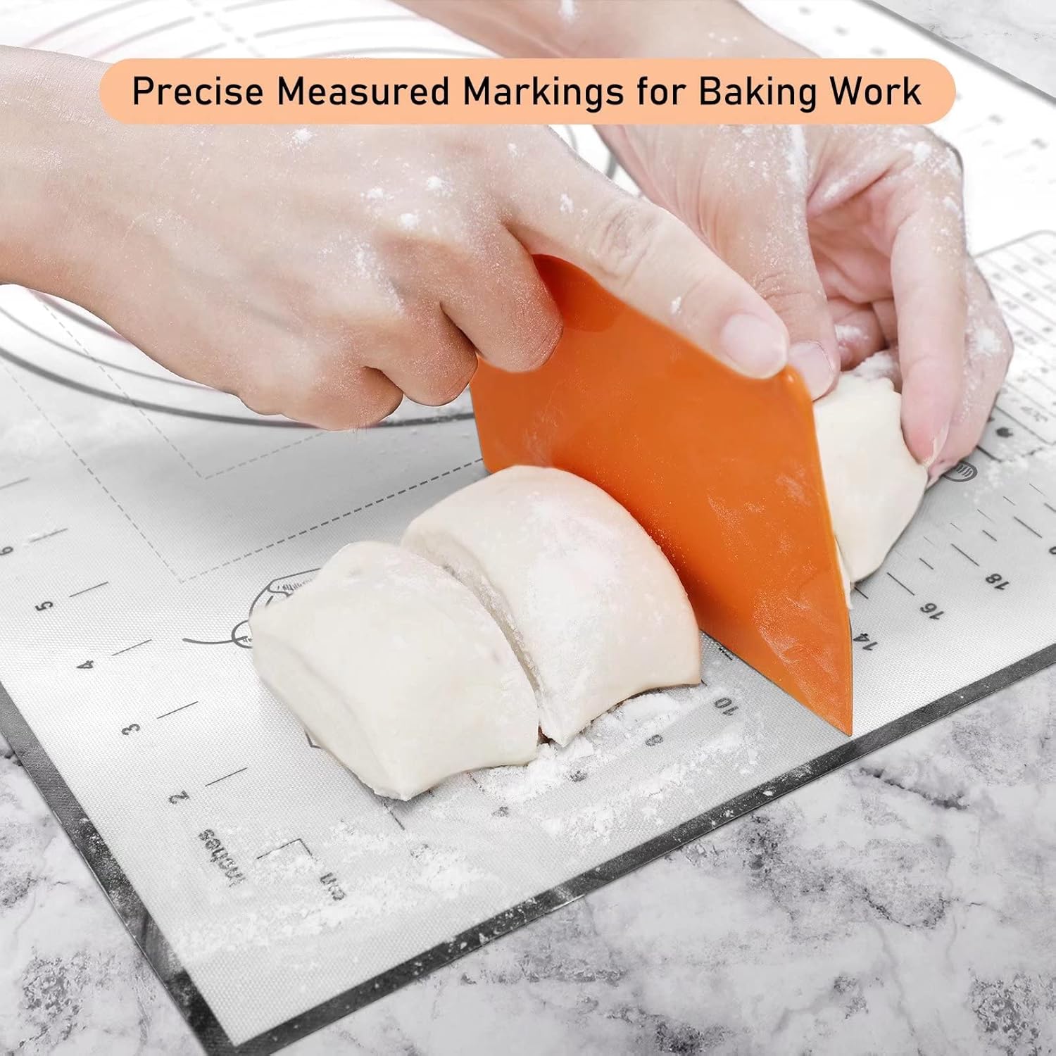 Silicone Baking Mat Extra Large, Pastry Mat with Measurement, Kitchen Counter Mat for Pie Crust, Pizza and Cookies - BPA Free Oven Liner/Kneading Matts,16" x 24", Black