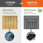 Silverware Organizer, Expandable Kitchen Drawer Organizer, Adjustable Cutlery Organizer, Forks, Knifes, Multipurpose Storage Divider(6-9 Slots), Large, Black