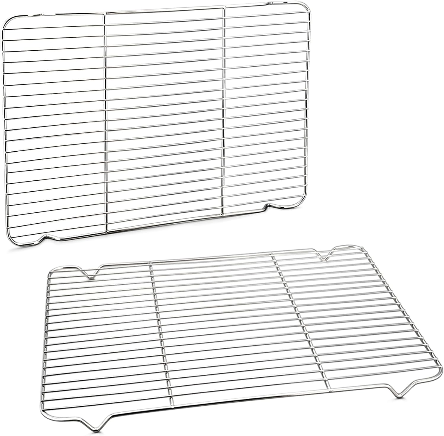 P&P CHEF Cooling Baking Rack Pack of 2, Stainless Steel Cooling Racks for Cooking Baking Roasting Grilling Drying, Dense Wires & Smooth Edge, Easy to clean, Silver, 16.6" x 11.5"