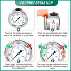 0-3000psi Stainless Steel 1/4" NPT 2.5" Dial, Glycerin Liquid Filled Pressure Gauge Lower Mount Designed for Pressure Testing of Water, Oil and Air (with Range Mark Pointer)