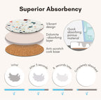 Absorbent Coaster Set of 6 with Holder, Drink Coasters for Coffee Table, Kitchen, Home Decor, Cute Ceramic Round Coasters, Alternative to Silicone, Cork or Glass Coaster (Mosaic with Black Holder)