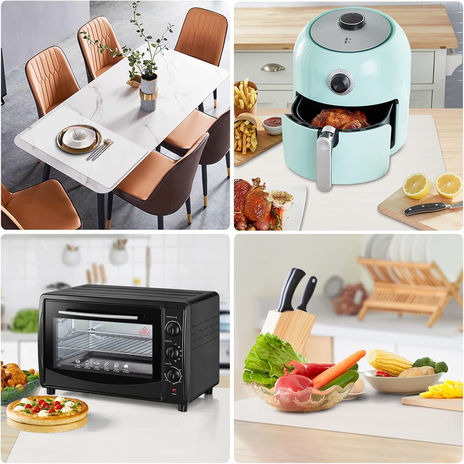 Extra Large Silicone Mat,Silicone Mats for Kitchen Counter Island Dinner Table Countertop Protector Heat Resistant Mat (120” x 48”, Translucent)