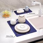 Dish Drying Mat, Flexible Silicone Drying Mat for Kitchen Counter, Heat Resistant Silicone Trivet for Countertop Protector, Super Thick Non-Slip Dish Drying Pad for Under Rack, 12” x 16”